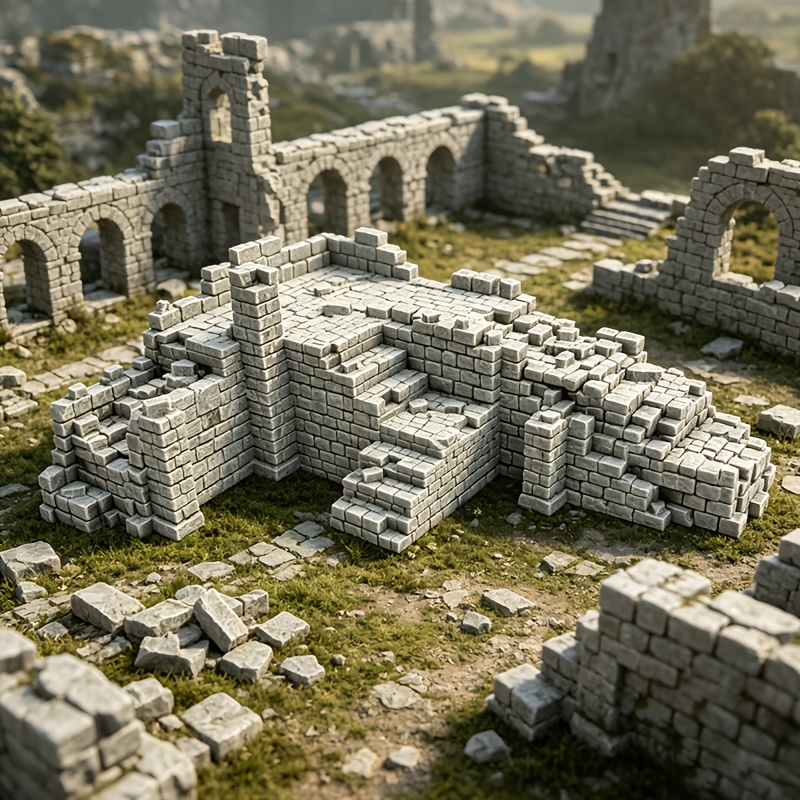 Ruins V3J Forgotten Terrace Terrain Wargame Tabletop Scene
